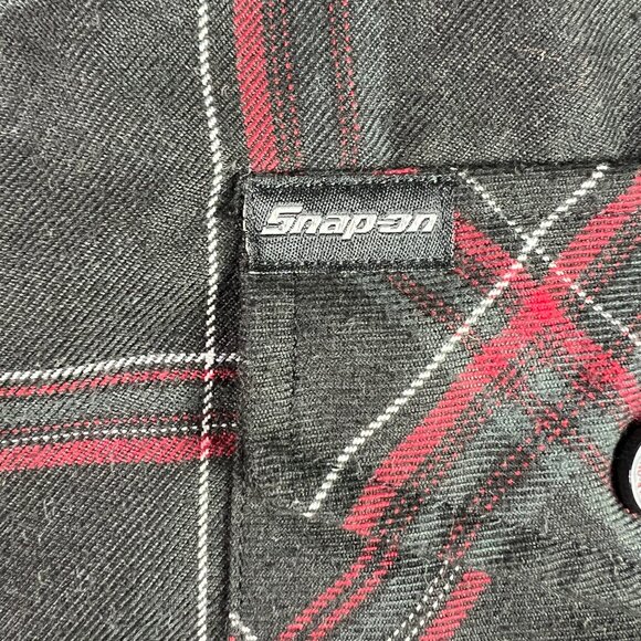 Dixxon Snap On Tool Flannel Shirt Adult Large Black Plaid Button Up Long Sleeve - Picture 6 of 16